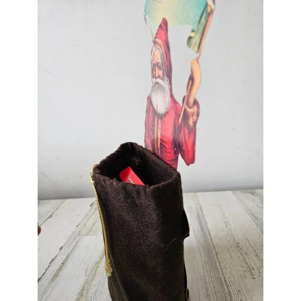 Vintage Santa cut out bag cardboard decor bottle holder Xmas‎ tree